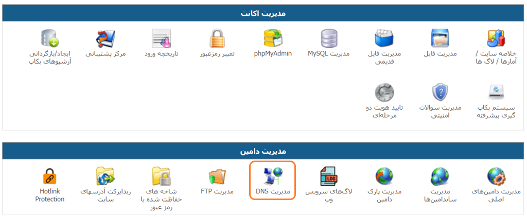 مدیریت DNS در پنل دایرکت ادمین