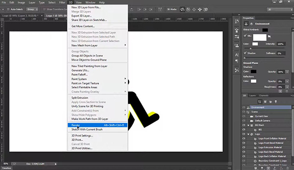 رندر لوگو سه بعدی در فتوشاپ