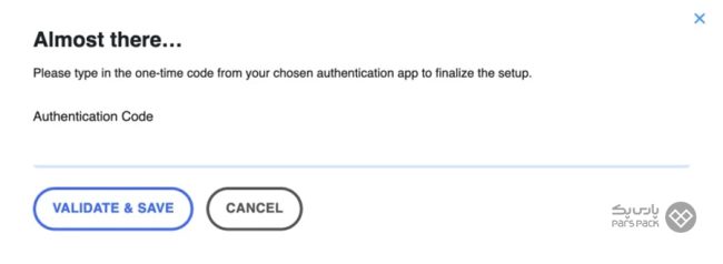 وارد کردن کد دریافت شده در افزونه 2Fa