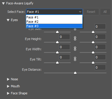 تنظیمات Liquify