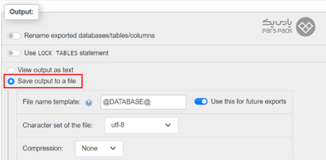 انتخاب گزینه Save output to a file از بخش output 