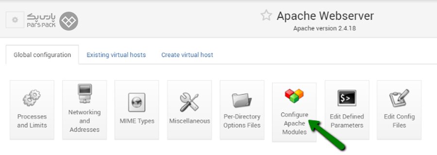 روی آیکون Configure Apache Modules بزنید