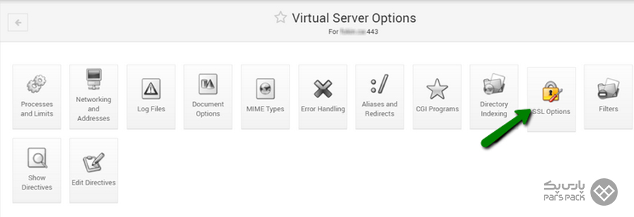 روی گزینه SSL Options کلیک کنید