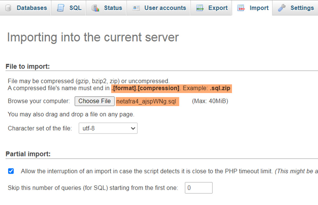 آموزش import دیتابیس در phpmyadmin