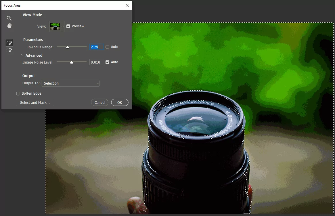 سلکت کردن ناحیه فوکوس شده در فتوشاپ