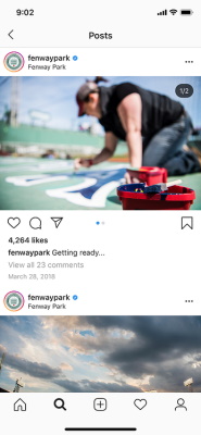 انتشار مجدد پست های کارکنان در اینستاگرام Fenway Park