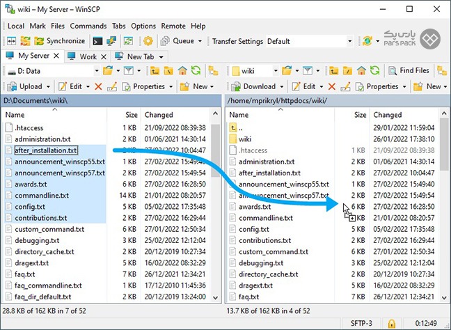 نحوه بارگذاری فایل ها در سرور ابری ازطریق WinSCP 