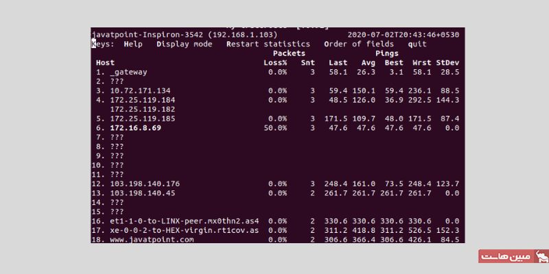 استفاده از دستور ‌MTR در لینوکس 