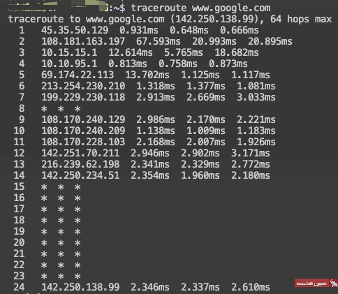 مراحل اجرای Traceroute در لینوکس